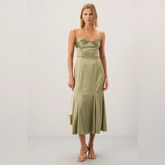 Reformation Sage Green Midi Dress - Picture 1 of 8